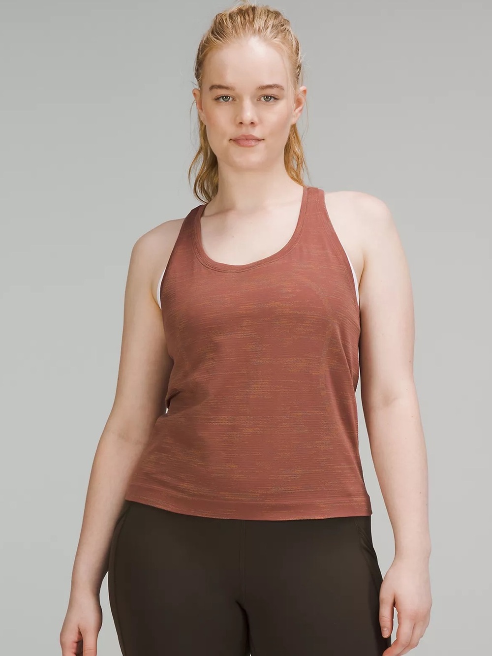 Lululemon Swiftly Tech Racerback Tank Top 2.0 Size 8 Chroma Check Ancient Copper